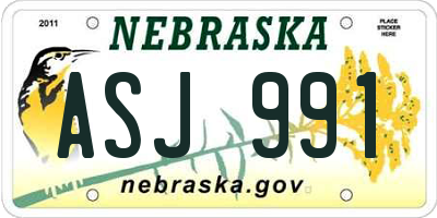 NE license plate ASJ991