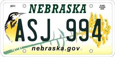 NE license plate ASJ994