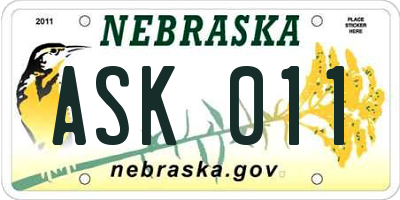 NE license plate ASK011