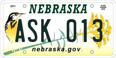 NE license plate ASK013