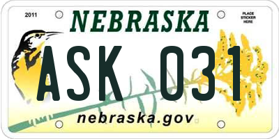 NE license plate ASK031