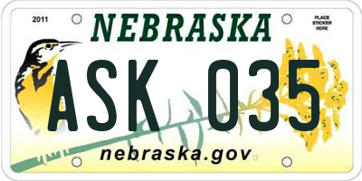 NE license plate ASK035