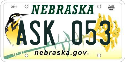 NE license plate ASK053