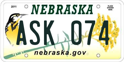 NE license plate ASK074