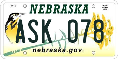 NE license plate ASK078