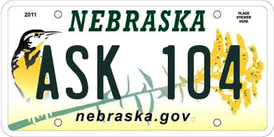 NE license plate ASK104