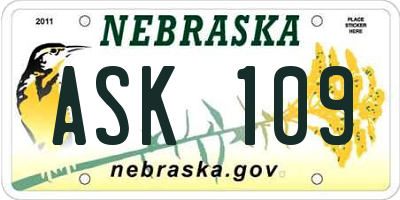 NE license plate ASK109