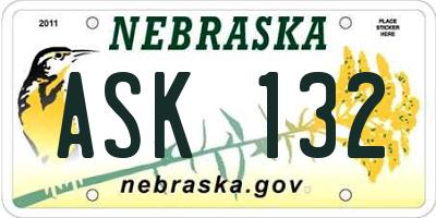 NE license plate ASK132