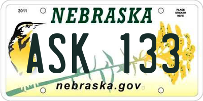 NE license plate ASK133