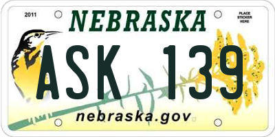 NE license plate ASK139