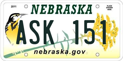 NE license plate ASK151