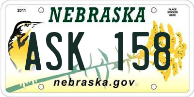 NE license plate ASK158