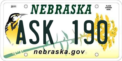 NE license plate ASK190