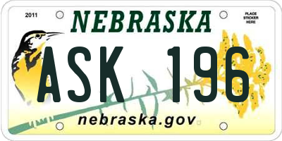 NE license plate ASK196