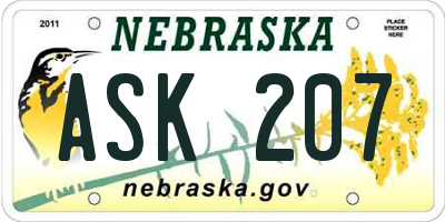 NE license plate ASK207