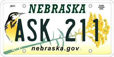 NE license plate ASK211