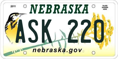 NE license plate ASK220