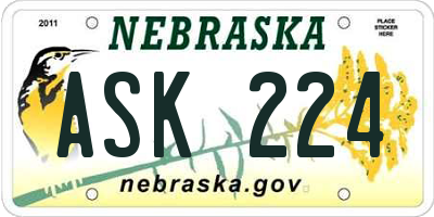 NE license plate ASK224