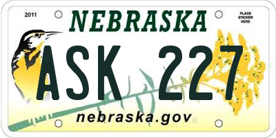 NE license plate ASK227