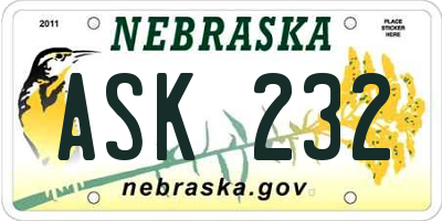 NE license plate ASK232