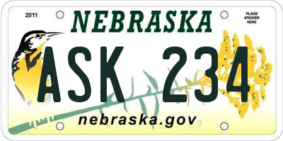 NE license plate ASK234