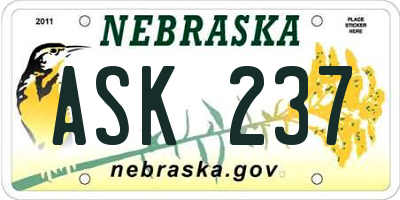 NE license plate ASK237