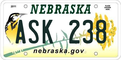 NE license plate ASK238