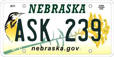 NE license plate ASK239