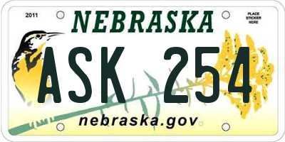 NE license plate ASK254