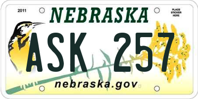 NE license plate ASK257