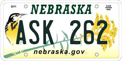 NE license plate ASK262