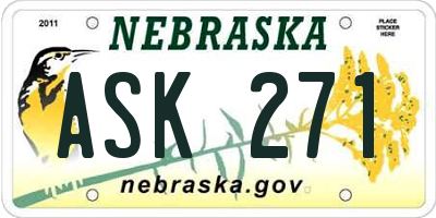 NE license plate ASK271