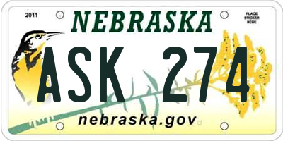 NE license plate ASK274