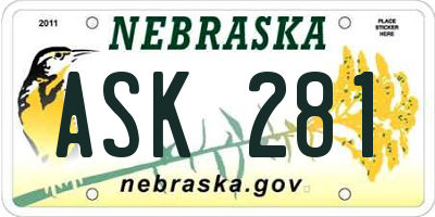 NE license plate ASK281