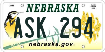 NE license plate ASK294