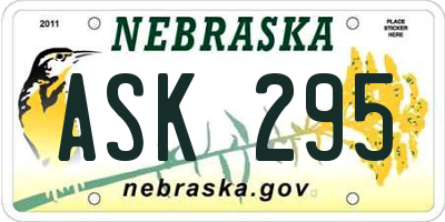 NE license plate ASK295