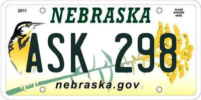 NE license plate ASK298