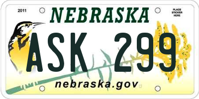 NE license plate ASK299