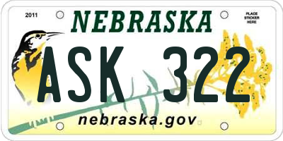NE license plate ASK322