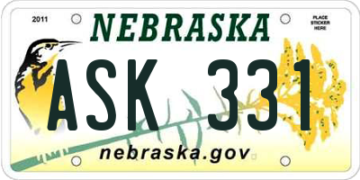 NE license plate ASK331