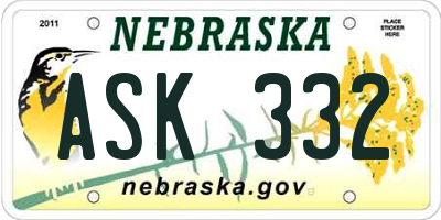 NE license plate ASK332
