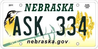NE license plate ASK334