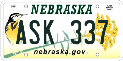 NE license plate ASK337