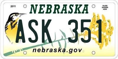 NE license plate ASK351