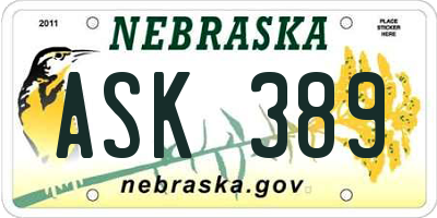 NE license plate ASK389