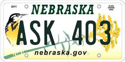 NE license plate ASK403