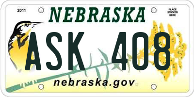 NE license plate ASK408