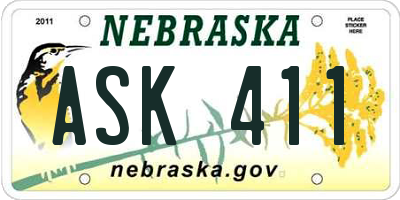 NE license plate ASK411