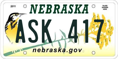 NE license plate ASK417