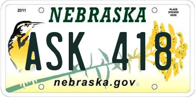 NE license plate ASK418